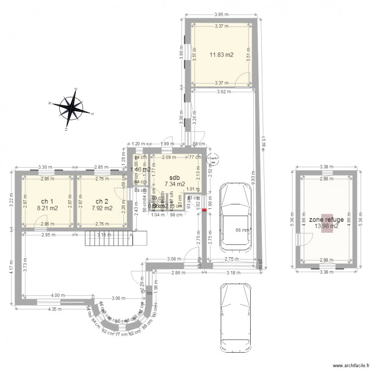 agrandissement garage pour CH 3. Plan de 0 pièce et 0 m2