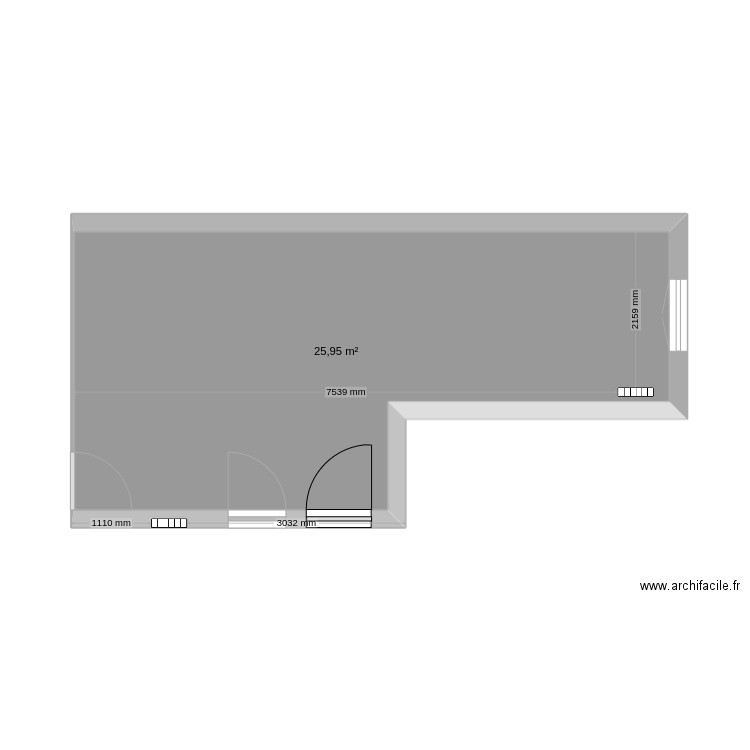 Recharl. Plan de 1 pièce et 26 m2