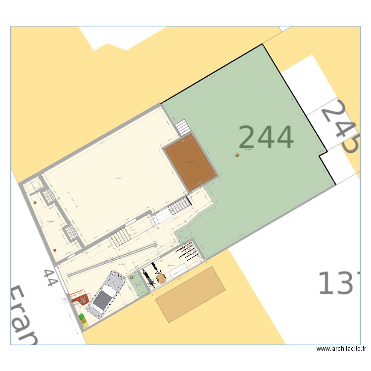 Extérieur Franklin - calcul pavés. Plan de 13 pièces et 379 m2