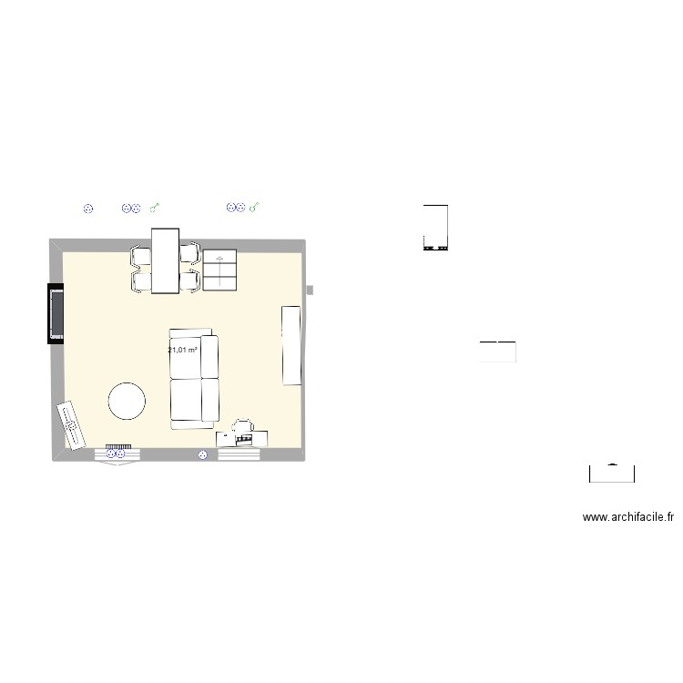 Etage 1. Plan de 3 pièces et 33 m2