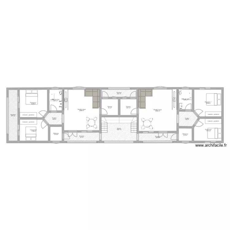 Djikoroni Etage. Plan de 19  et 181 m²