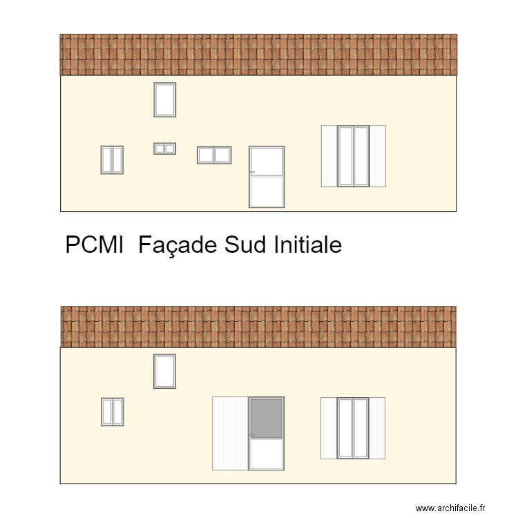 PCMI 5 Façace sud Projet 2. Plan de 0 pièce et 0 m2