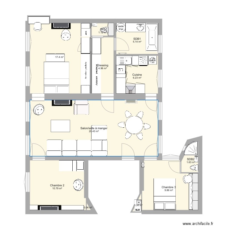 Meslay Couloir Meublé. Plan de 0 pièce et 0 m2