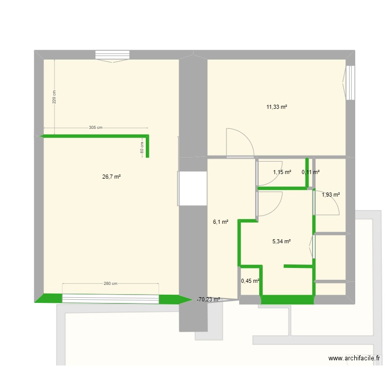 Gambetta V2 meubles. Plan de 14 pièces et 125 m2