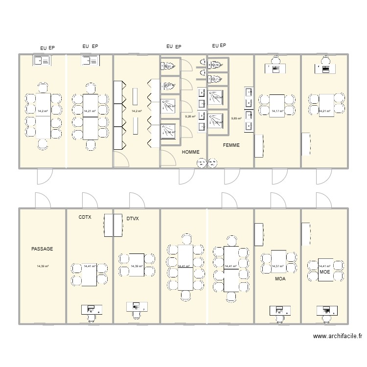 EIFFAGE - CARTERET. Plan de 22 pièces et 199 m2