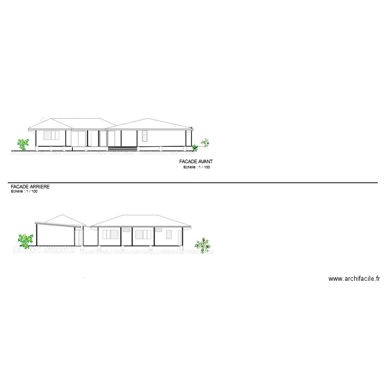 FACADE AVANT  ARRIERE. Plan de 0 pièce et 0 m2