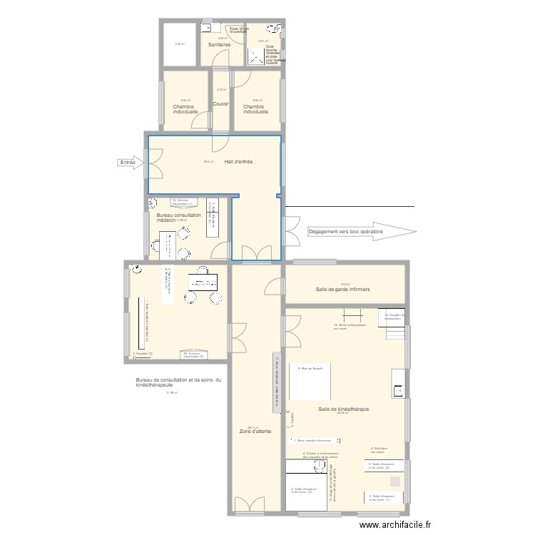 Service kinésithérapie Hôpital Rumonge Equipé GTS . Plan de 0 pièce et 0 m2