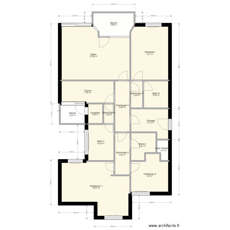 Jaime III. Plan de 17 pièces et 114 m2