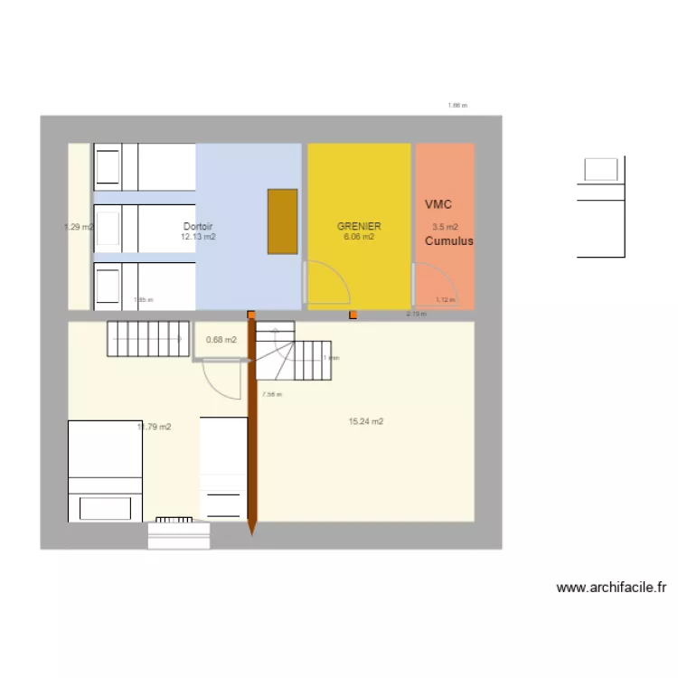 chambre mezzanine V45 du 10 mai . Plan de 