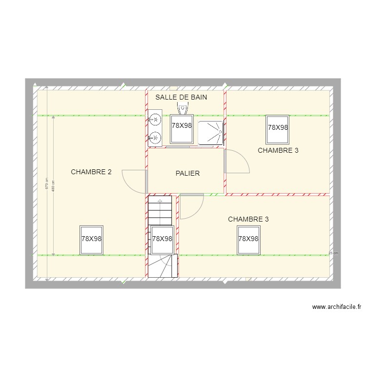 HUARD etage. Plan de 16 pièces et 62 m2