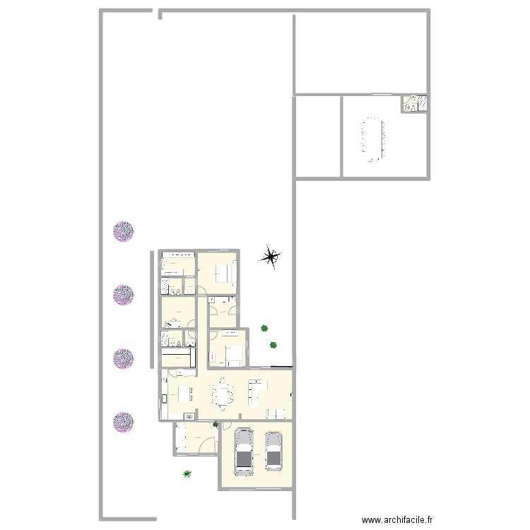 Cocina al frente. Plan de 14 pièces et 191 m2