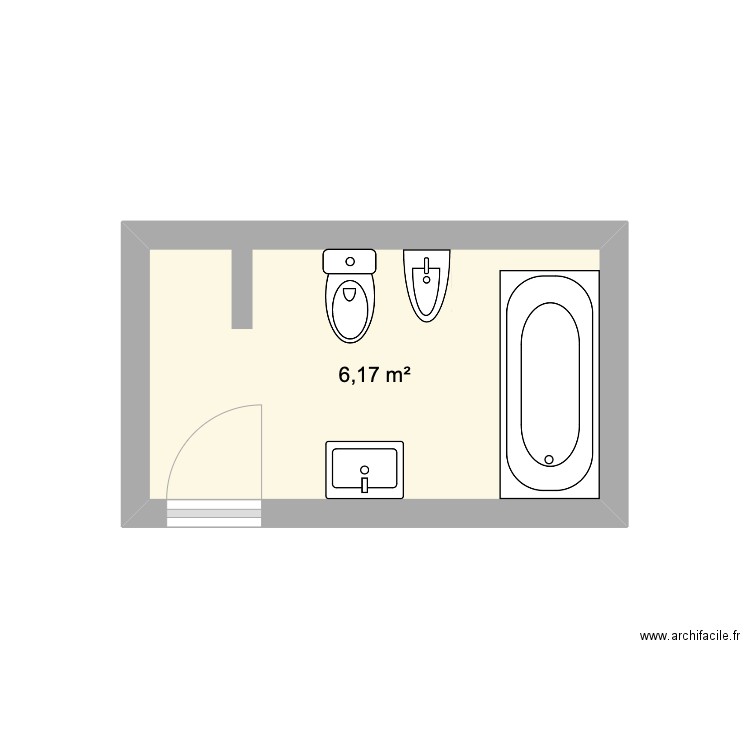 Casa de banho. Plan de 1 pièce et 6 m2