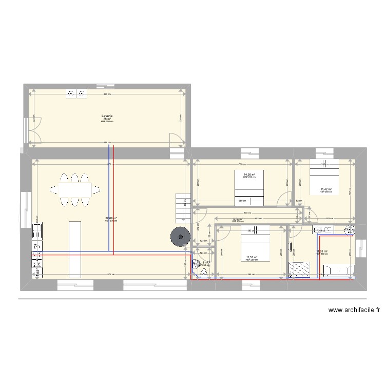 Maison Bois Adm J-D. Plan de 15 pièces et 249 m2