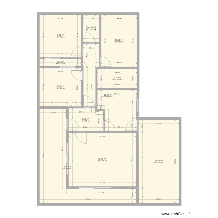 Espagne Mas nou. Plan de 11 pièces et 113 m2