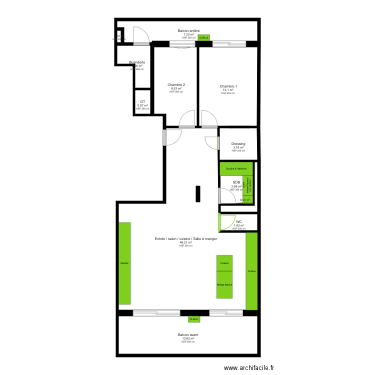 3 Plan de projet de cloisonnement et distribution. Plan de 0 pièce et 0 m2