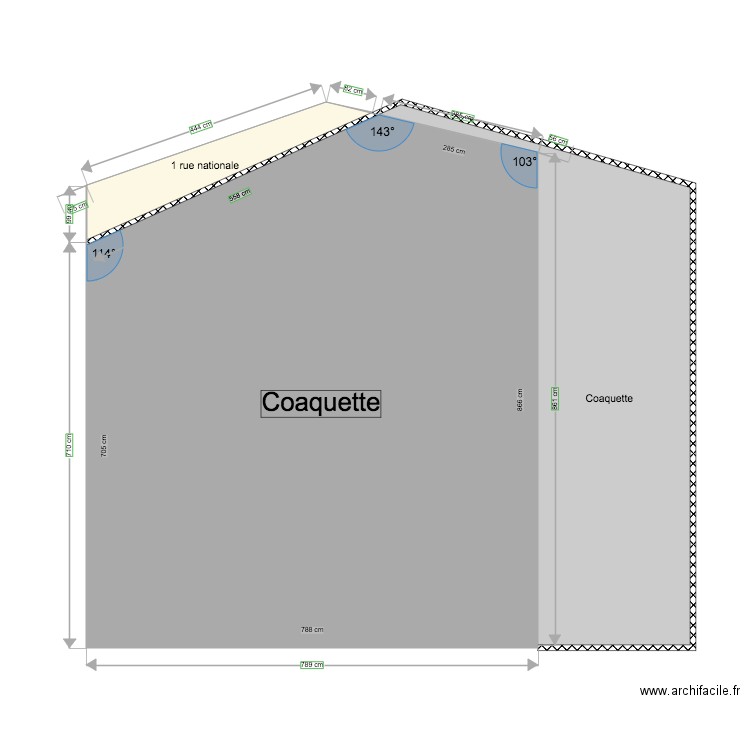 plan de coté facade coaquette. Plan de 0 pièce et 0 m2