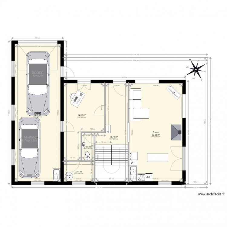 elts projet V4. Plan de 6 pièces et 102 m2