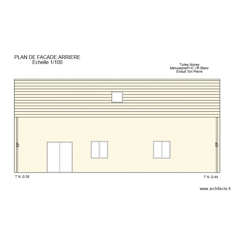 permis 3 sci facade arrière . Plan de 15 pièces et 93 m2