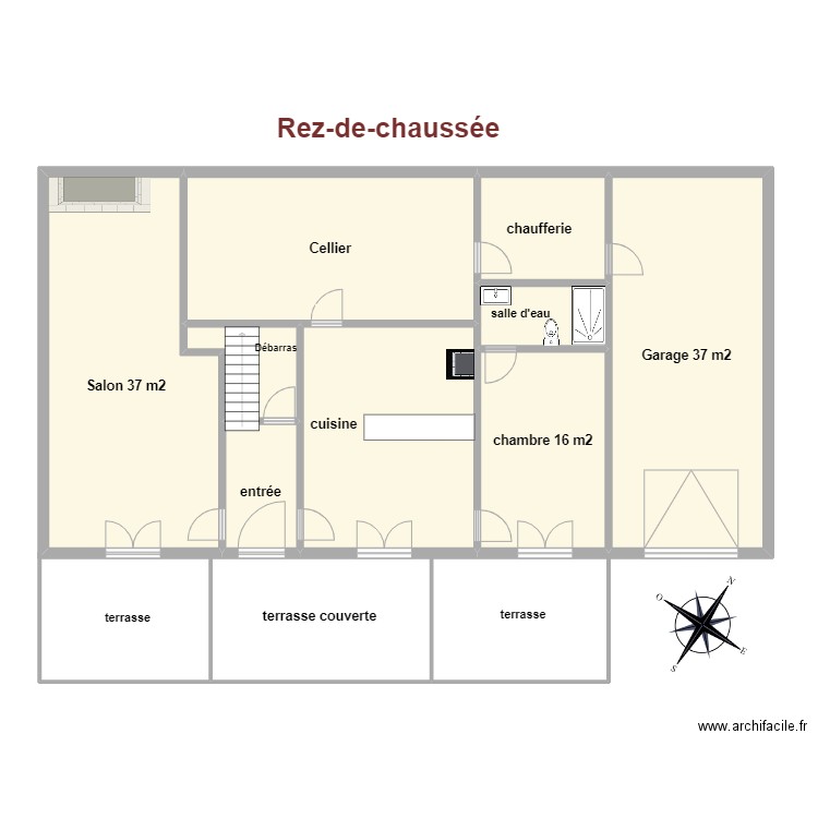 Aurie RDC. Plan de 9 pièces et 166 m2