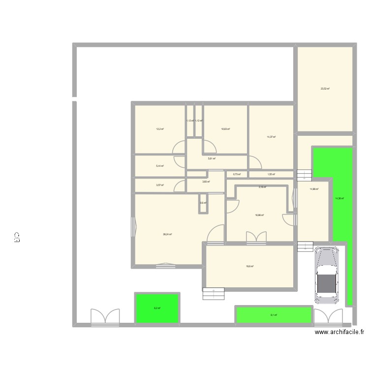 sahir1. Plan de 21 pièces et 193 m2