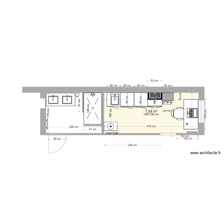 buandrie + SDB projet2. Plan de 