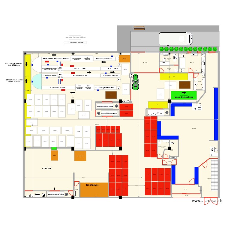 PROJET EMBALLAGE A L'ENTREE 10/01/2023. Plan de 20 pièces et 892 m2