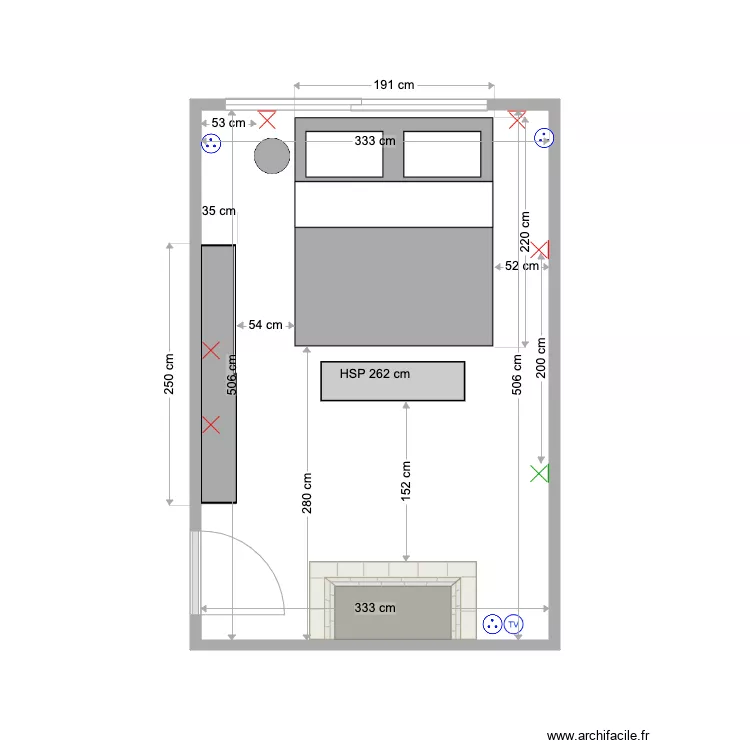 CHAMBRE 1 PLAN ELEC. Plan de 