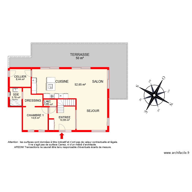 BI9258 RDC. Plan de 9 pièces et 141 m2