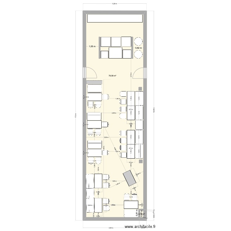 WVZ_SEZ Local de pause élévation. Plan de 2 pièces et 80 m2