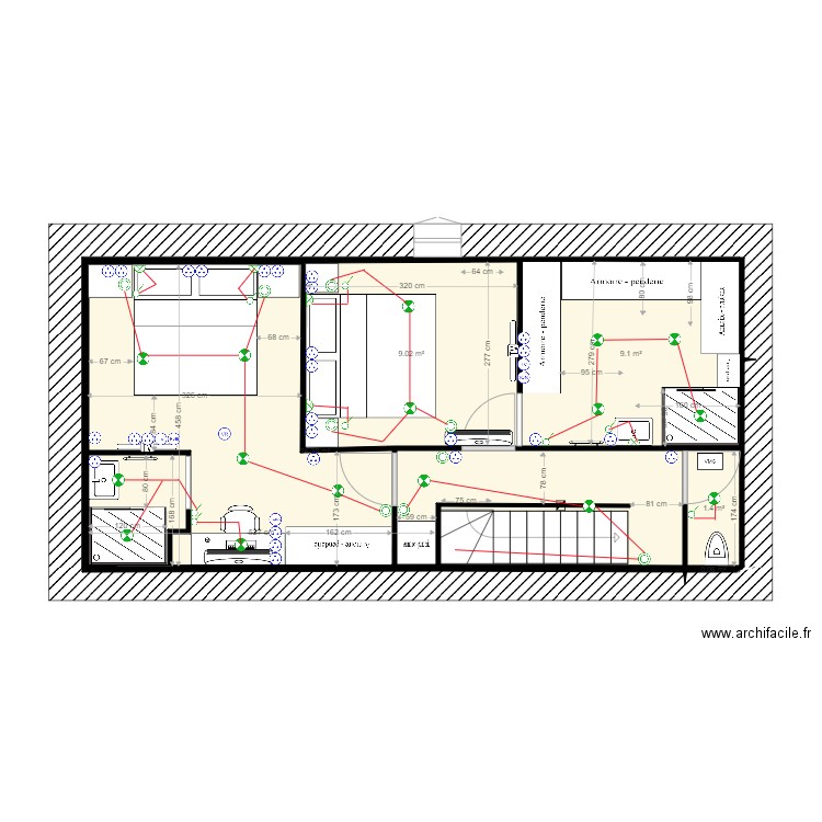 Maison etage  futur version  3 elec. Plan de 5 pièces et 44 m2