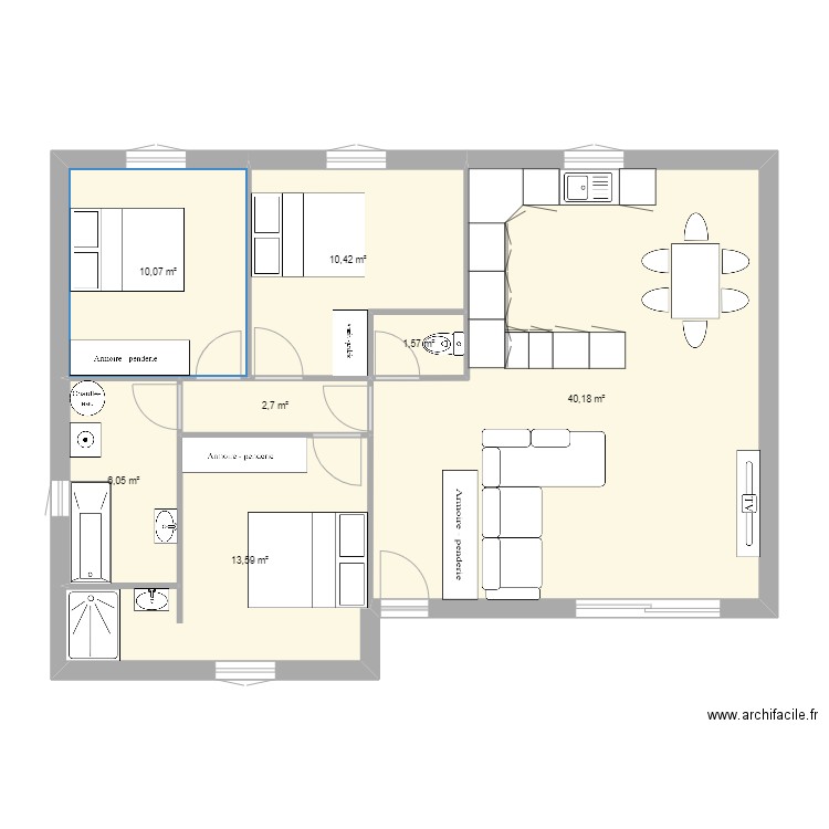 plan maison. Plan de 7 pièces et 85 m2