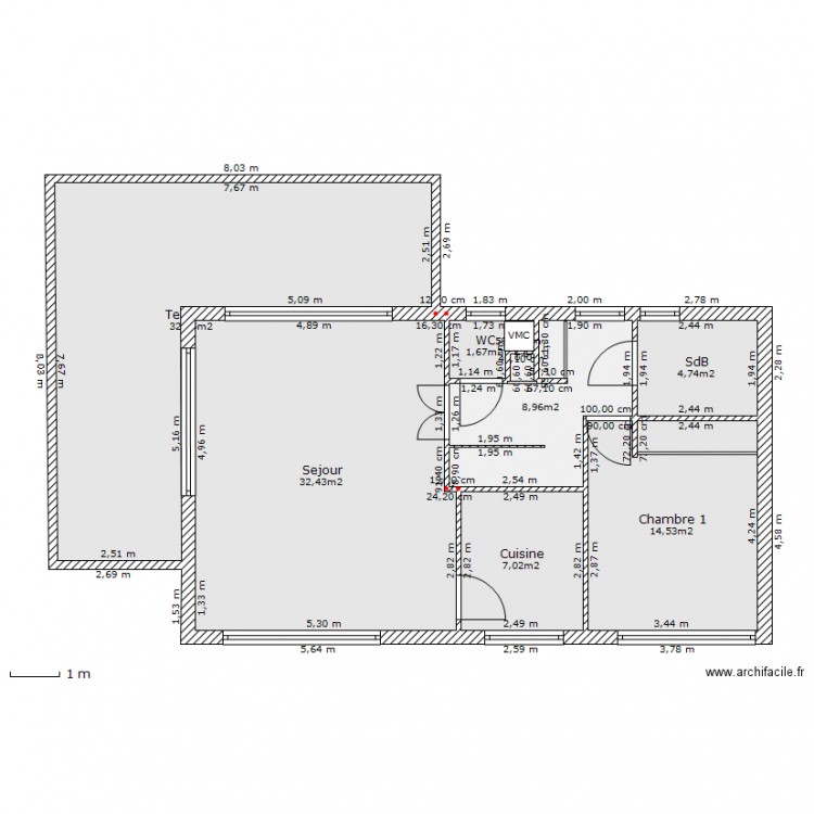 Santec 1er etage nord sud. Plan de 0 pièce et 0 m2