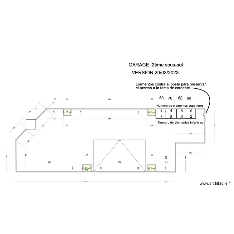 Garage Abedul.version Bloc éléments contre poteau. Plan de 0 pièce et 0 m2