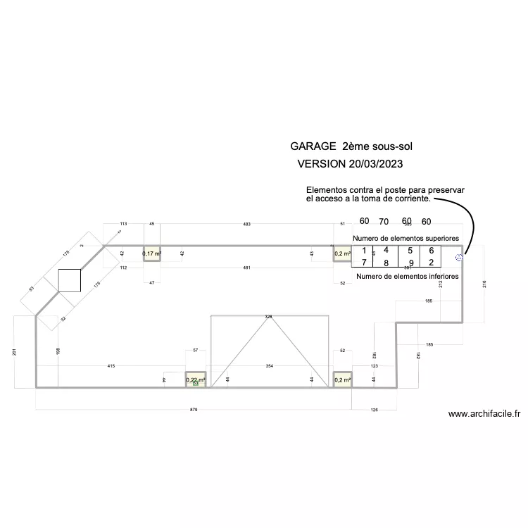 Garage Abedul.version Bloc &eacute;l&eacute;ments contre poteau. Plan de 