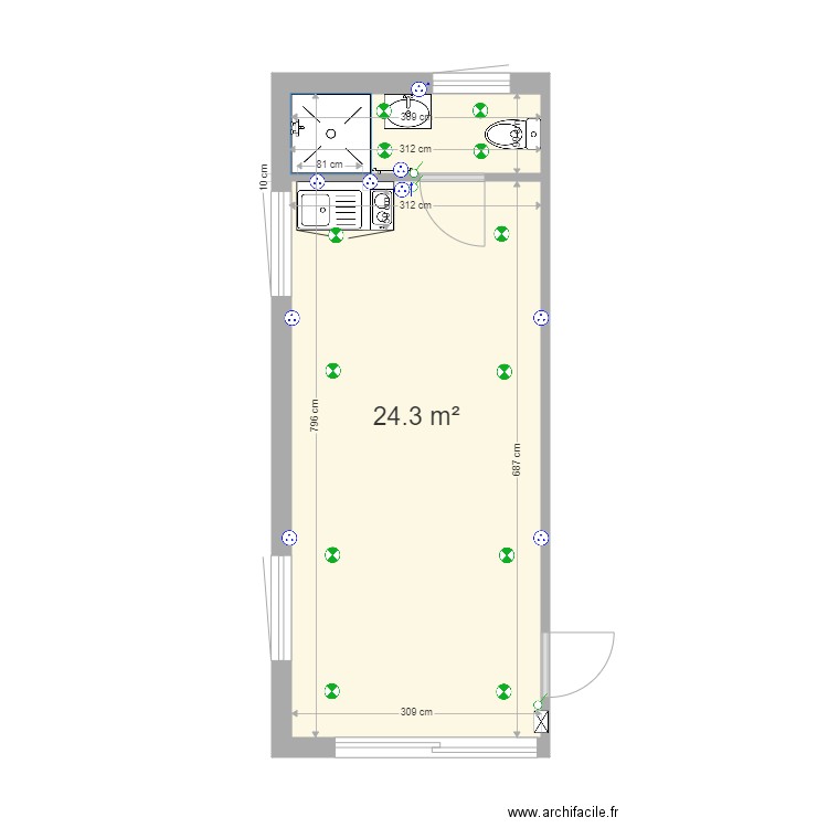 SALLEE STD ELEC. Plan de 1 pièce et 24 m2