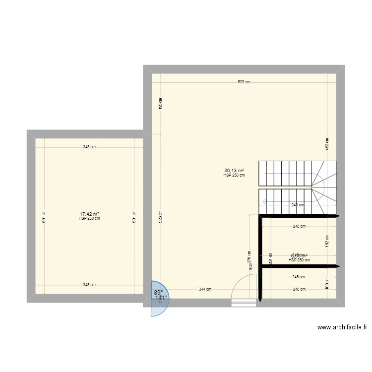 brouilion. Plan de 3 pièces et 60 m2