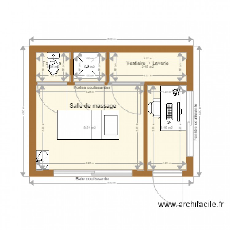 salle de massage accueil 5X4. Plan de 0 pièce et 0 m2