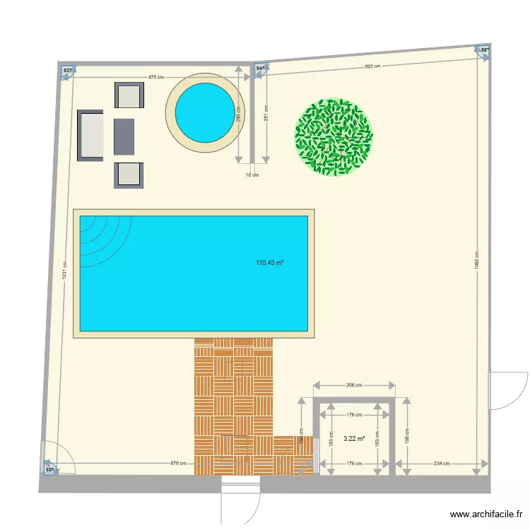 arriere maison amenag&eacute;. Plan de 