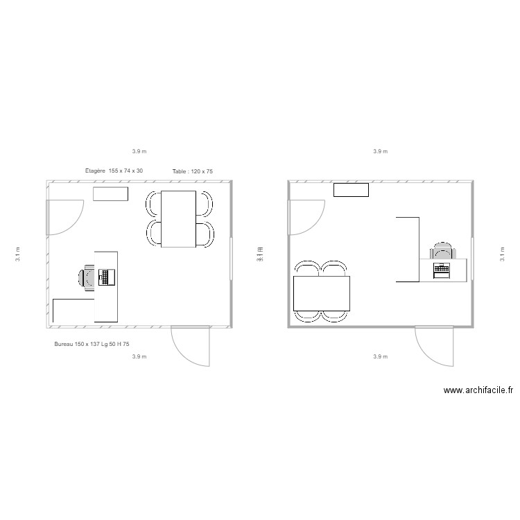 Plan 1er étage mairie. Plan de 2 pièces et 23 m2