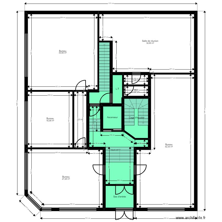 Malakoff existant Jordan. Plan de 14 pièces et 193 m2