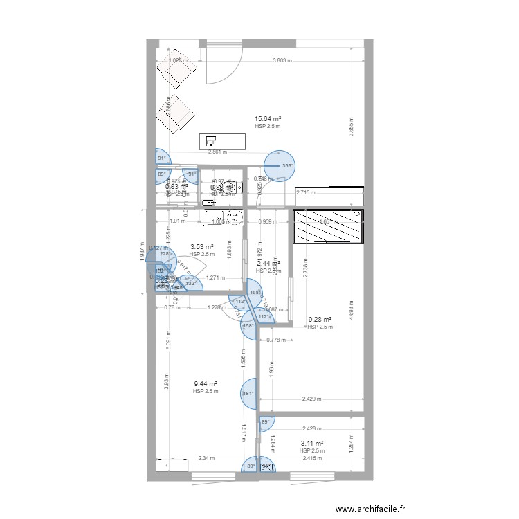 Courtry3. Plan de 9 pièces et 45 m2