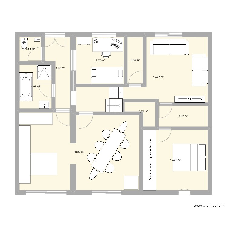 Gélines v4. Plan de 19 pièces et 157 m2