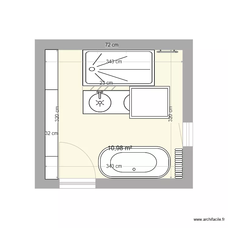 SDB 180 + fenetre. Plan de SDB 180 + fenetre. Plan de