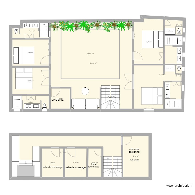 maison Berima. Plan de 14 pièces et 192 m2