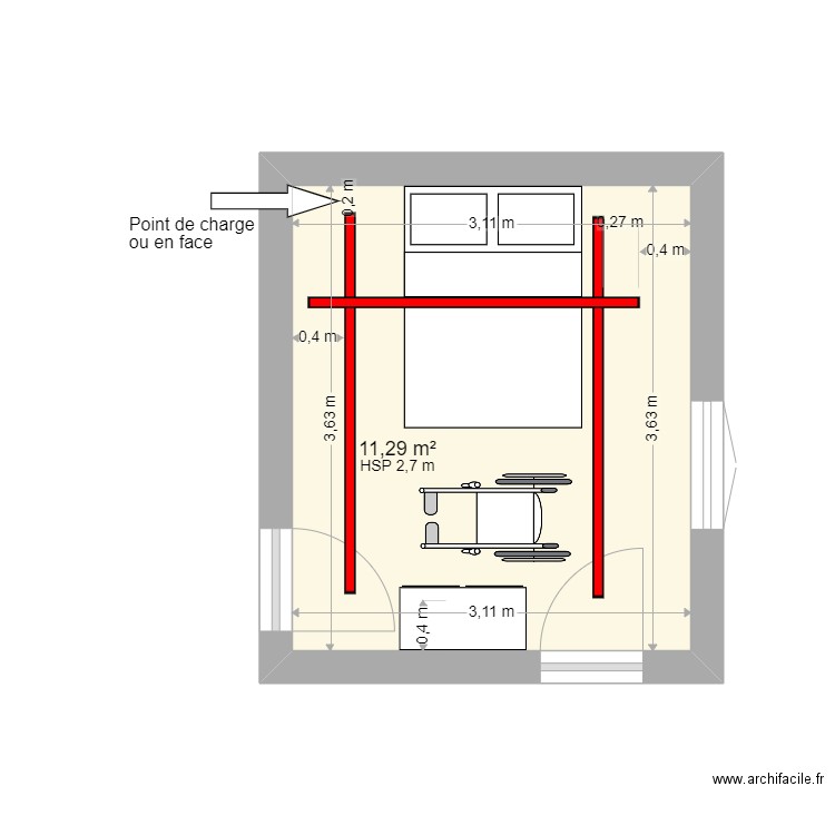 DULUC H. Plan de 1 pièce et 11 m2