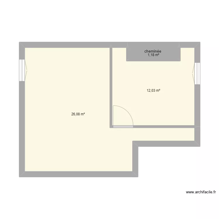 plan avant travaux F3 duplex Etage Trigu&egrave;res. Plan de 