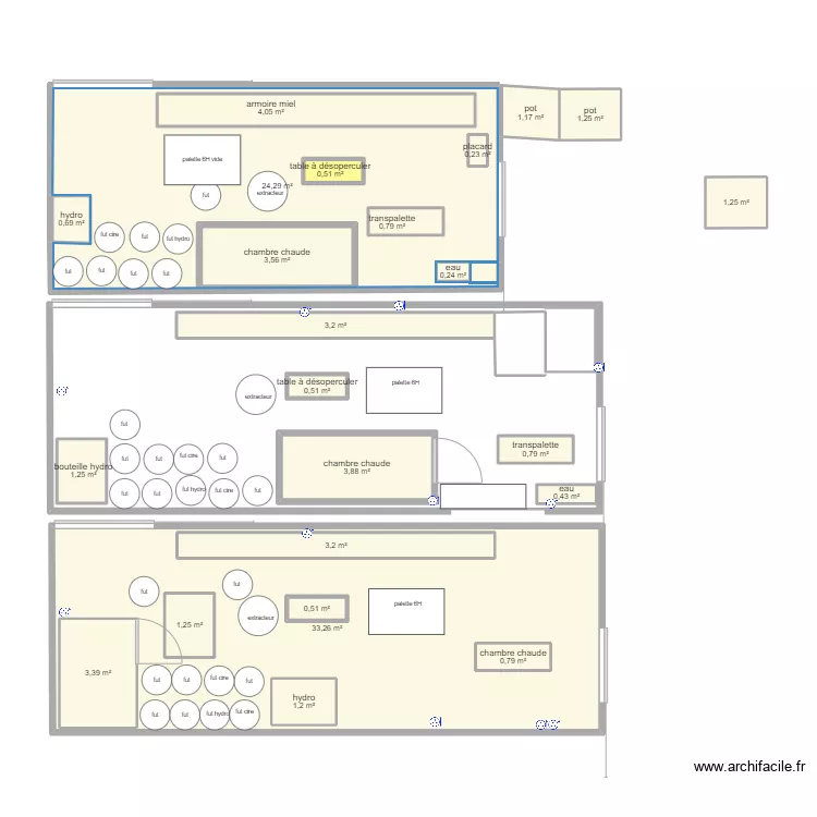 miellerie. Plan de 