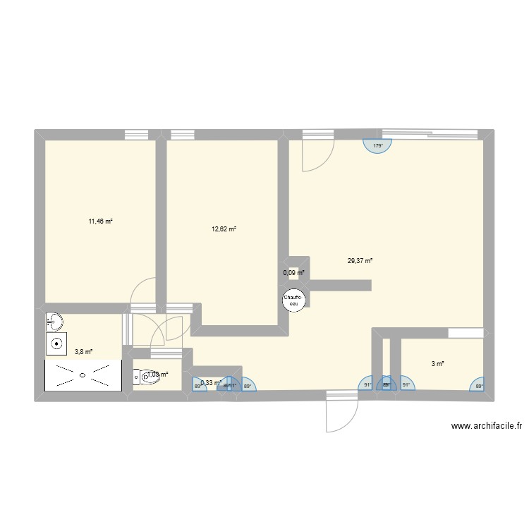 Leybardie V1. Plan de 8 pièces et 62 m2