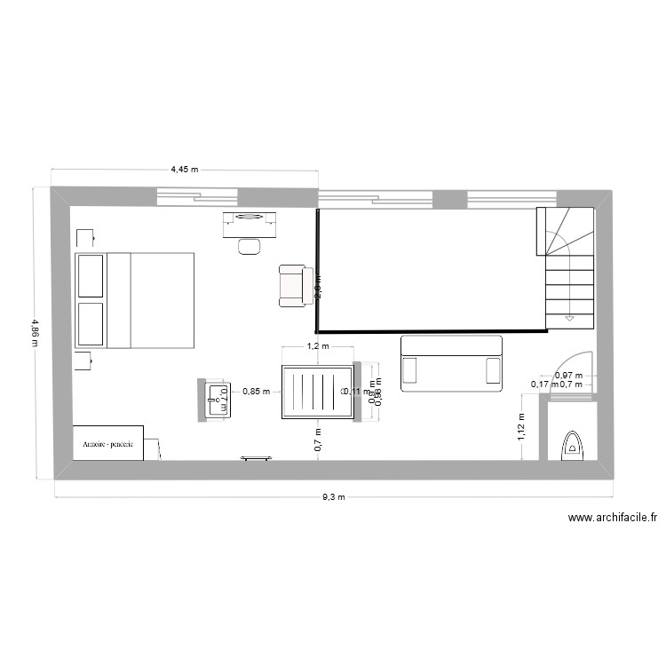 chambre mezzanine. Plan de 0 pièce et 0 m2