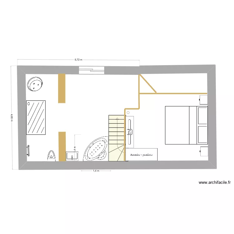 chambre mezzanine. Plan de 